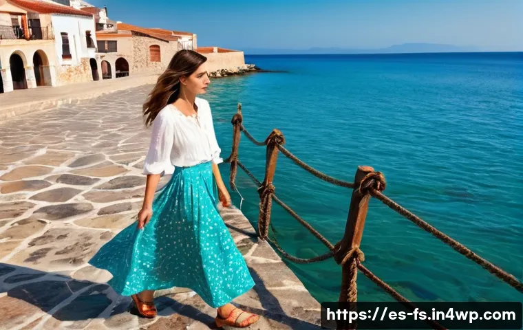 시각적 은유 개발을 위한 실습 예제 - **Prompt 1: Resistance to Change in a Spanish Coastal Town**
    A lone adult woman, in her early 30...